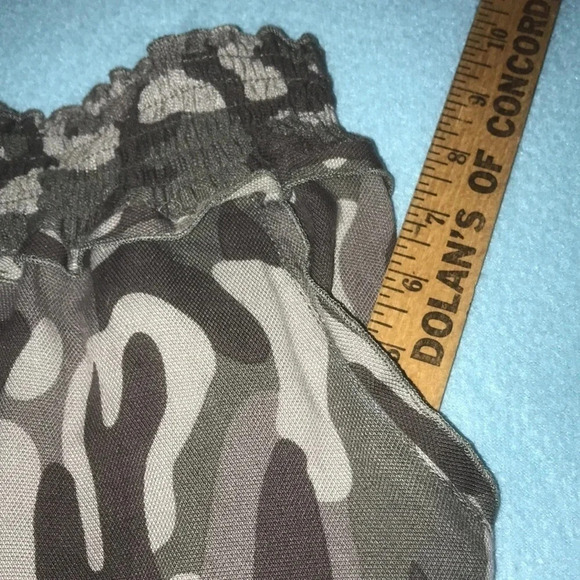 JOLT wide leg camouflage high rise ankle tie elastic ruffle waistband NEW size M - Picture 7 of 10